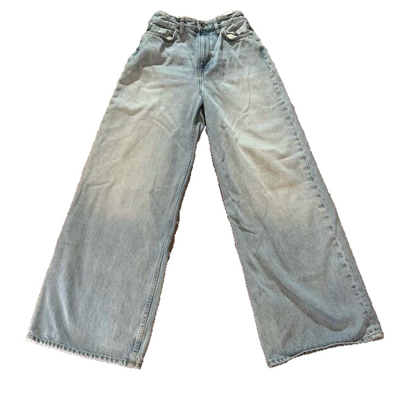 COS Womens Wide Leg Jeans Baggy Y2K Hipster High Rise Faded Light Wash Size 24 - Picture 1 of 7